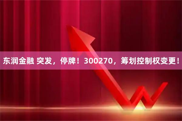 东润金融 突发，停牌！300270，筹划控制权变更！