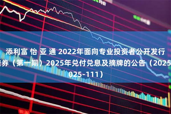 添利富 怡 亚 通 2022年面向专业投资者公开发行公司债券（第一期）2025年兑付兑息及摘牌的公告（2025-111）