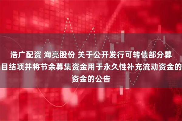 浩广配资 海亮股份 关于公开发行可转债部分募投项目结项并将节余募集资金用于永久性补充流动资金的公告